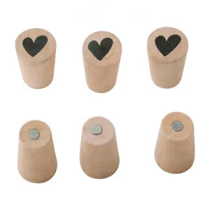 VTWonen Wooden Cone with Heart Magnet Set, 6 Piece, Natural by vtwonen, a Desk Decor for sale on Style Sourcebook
