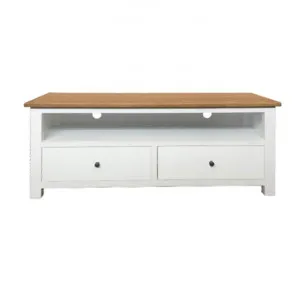 Lucia Timber 2 Drawer TV Unit, 140cm, Natural / Distressed White by Montego, a Entertainment Units & TV Stands for sale on Style Sourcebook