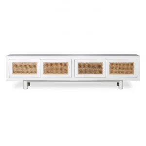 Sandestin American Oak Timber & Rattan 4 Door TV Unit, 220cm, White by Ambience Interiors, a Entertainment Units & TV Stands for sale on Style Sourcebook