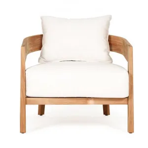 Hasmark Fabric & Teak Timber Outdoor Lounge Armchair, Natural / Off White by Ambience Interiors, a Outdoor Sofas for sale on Style Sourcebook