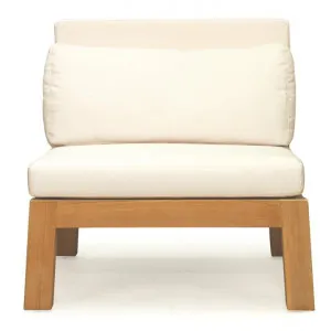 Lubico Teak Timber Outdoor Lounge Chair with Cushion, White / Natural by Ambience Interiors, a Outdoor Sofas for sale on Style Sourcebook