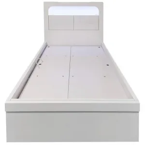 Minetto Gas Lift Modern LED Nightlite Platform Bed with USB Charger & End Drawer, King Single, High Gloss White by OZWorld, a Beds & Bed Frames for sale on Style Sourcebook