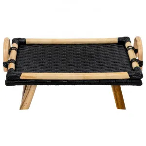 Soassy Rattan Folding Breakfast Tray, Black by Casa Uno, a Trays for sale on Style Sourcebook