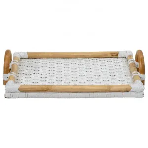 Soassy Rattan Tray, White by Casa Uno, a Trays for sale on Style Sourcebook