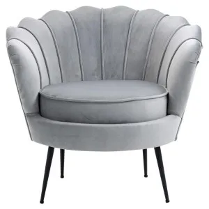 Lotus Velvet Fabric Tub Chair, Silver / Black by Emporium Oggetti, a Chairs for sale on Style Sourcebook