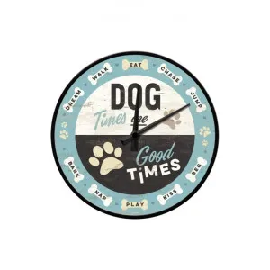 Nostalgic-Art Metal Round Wall Clock, Dog Times, 30cm by Nostalgic-Art, a Clocks for sale on Style Sourcebook