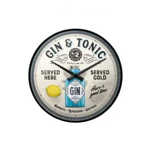 Nostalgic-Art Metal Round Wall Clock, Gin & Tonic, 30cm by Nostalgic-Art, a Clocks for sale on Style Sourcebook