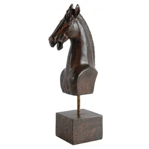 Breton Horse Head Sculpture on Stand, Brown by Affinity Furniture, a Statues & Ornaments for sale on Style Sourcebook