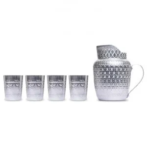 Surin Thai Style Embossed Metal Water Pitcher & Tumbler Set by LIVGGO, a Jugs for sale on Style Sourcebook