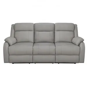 Jerris Leather Manual Recliner Sofa, 3 Seater, Light Grey by Dodicci, a Sofas for sale on Style Sourcebook