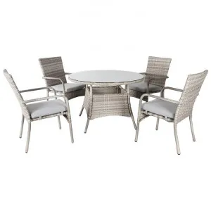 Eglinton 5 Piece Resin Wicker Round Outdoor Dining Table Set, 110cm by Dodicci, a Outdoor Dining Sets for sale on Style Sourcebook