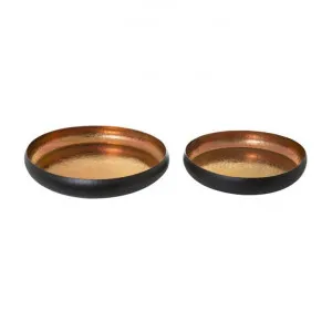 Jai 2 Piece Metal Round Tray Set, Copper / Black by Florabelle, a Trays for sale on Style Sourcebook