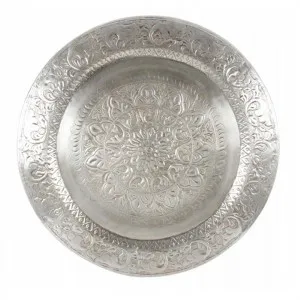 Handcrafted Giant Embossed Floral Pattern Aluminium Tray by Casa Uno, a Trays for sale on Style Sourcebook