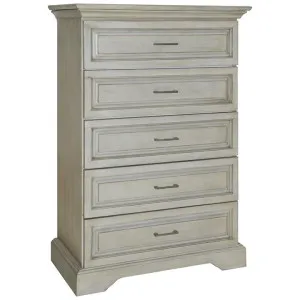 Dallington Boxwood Timber 5 Drawer Tallboy by Cosyhut, a Dressers & Chests of Drawers for sale on Style Sourcebook