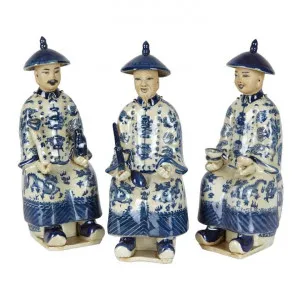 Hua Xia 3 Piece Ceramic Bureaucracy Figurine Set by Florabelle, a Statues & Ornaments for sale on Style Sourcebook