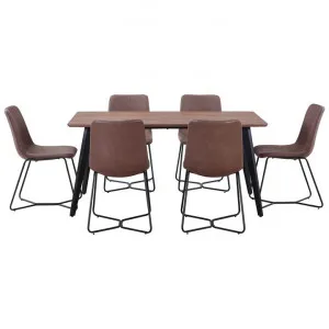 Novato 7 Piece Dining Table Set, 160cm, with Brown Keresley Chair by Dodicci, a Dining Sets for sale on Style Sourcebook