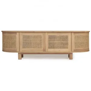 Sandestin American Oak Timber & Rattan 4 Door Curved TV Unit, 200cm, Natural by Ambience Interiors, a Entertainment Units & TV Stands for sale on Style Sourcebook