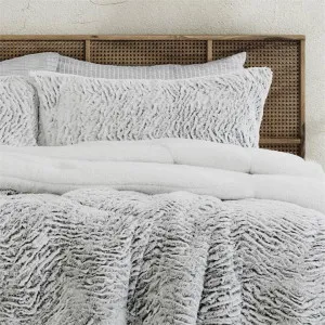 Ardor Boudoir Faux Fur Sherpa Comforter Set, Single / Double, Silver by Ardor Boudoir, a Bedding for sale on Style Sourcebook