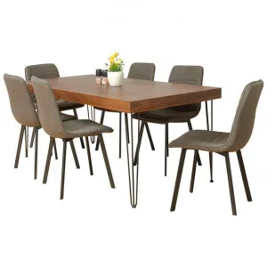 Knox Timber & Metal 7 Piece Dining Table Set, 180cm by Hanson & Co., a Dining Sets for sale on Style Sourcebook