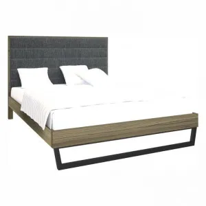 Heston European Oak Timber & Fabric Platform Bed, Queen, Smoke by MY Room, a Beds & Bed Frames for sale on Style Sourcebook