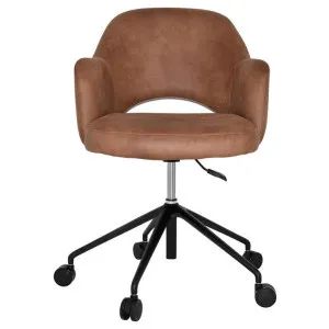 Albury Commercial Grade Eastwood Fabric Gas Lift Office Armchair, V2, Tan / Black by Eagle Furn, a Chairs for sale on Style Sourcebook