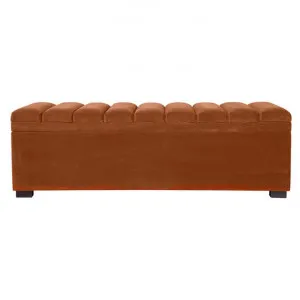 Soho Velvet Fabric Storage Ottoman Bench / Blanket Box, Caramel by Cozy Lighting & Living, a Ottomans for sale on Style Sourcebook
