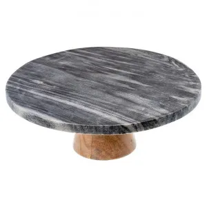 Lulia Marble & Timber Cake Stand, Dark Grey by Casa Uno, a Cake Stands for sale on Style Sourcebook