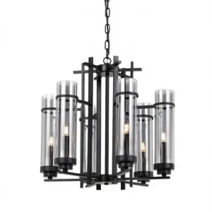 Burgess Metal & Glass Chandelier, 6 Light by Telbix, a Chandeliers for sale on Style Sourcebook