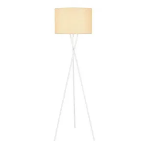 Denise Metal Tripod Floor Lamp, White / Wheat by Telbix, a Floor Lamps for sale on Style Sourcebook