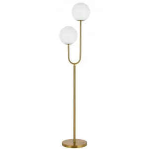 Eterna Metal & Glass Floor Lamp, 2 Light, Antique Gold / Opal by Telbix, a Floor Lamps for sale on Style Sourcebook