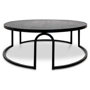 Serrano Wood & Iron Round Coffee Table, 100cm, Black by Conception Living, a Coffee Table for sale on Style Sourcebook