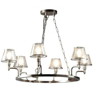Sienna Metal & Glass Chandelier, 6 Arm, Antique Silver by Emac & Lawton, a Chandeliers for sale on Style Sourcebook