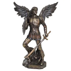 Veronese Cold Cast Bronze Coated Angel Figurine, St Michael the Archangel, Small by Veronese, a Statues & Ornaments for sale on Style Sourcebook