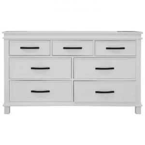 Hethel Acacia Timber 7 Drawer Dresser, White by Dodicci, a Dressers & Chests of Drawers for sale on Style Sourcebook