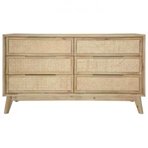 Andros Acacia Timber & Rattan 6 Drawer Dresser by Dodicci, a Dressers & Chests of Drawers for sale on Style Sourcebook
