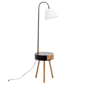 Almonaster Wooden Round Table Base Floor Lamp, Black / Natural by New Oriental, a Floor Lamps for sale on Style Sourcebook