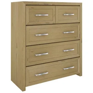 Lamoine Acacia Timber 5 Drawer Tallboy by Dodicci, a Dressers & Chests of Drawers for sale on Style Sourcebook