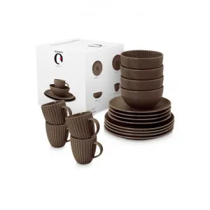 VTWonen Relievo Porcelain Dinner Set, 16 Piece, Brown by vtwonen, a Dinner Sets for sale on Style Sourcebook