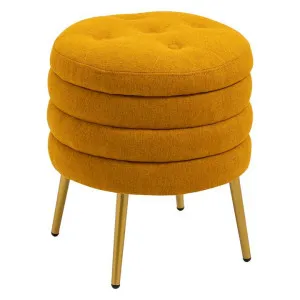 Henna Fabric Round Storage Ottoman Stool, Mustard by Blissful Nest, a Ottomans for sale on Style Sourcebook