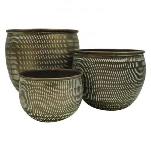 Zarre 3 Piece Metal Pot Planter Set, Patina Bronze by Searles, a Plant Holders for sale on Style Sourcebook