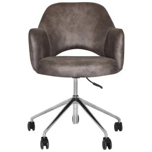 Albury Commercial Grade Eastwood Fabric Gas Lift Office Armchair, V2, Donkey / Silver by Eagle Furn, a Chairs for sale on Style Sourcebook