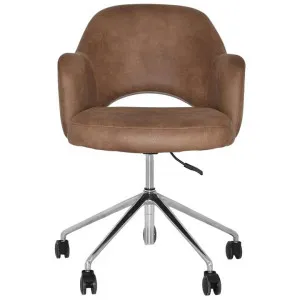 Albury Commercial Grade Eastwood Fabric Gas Lift Office Armchair, V2, Tan / Silver by Eagle Furn, a Chairs for sale on Style Sourcebook