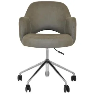 Albury Commercial Grade Pelle / Benito Fabric Gas Lift Office Armchair, V2, Sage / Silver by Eagle Furn, a Chairs for sale on Style Sourcebook