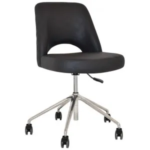 Albury Commercial Grade Pelle / Benito Fabric Gas Lift Office Chair, V2, Onyx / Silver by Eagle Furn, a Chairs for sale on Style Sourcebook