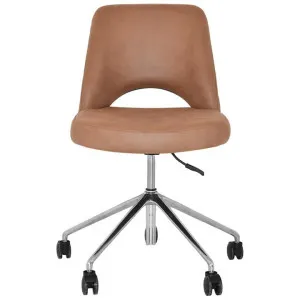 Albury Commercial Grade Pelle / Benito Fabric Gas Lift Office Chair, V2, Tan / Silver by Eagle Furn, a Chairs for sale on Style Sourcebook