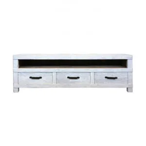 Maksim Reclaimed Elm Timber 3 Drawer TV Unit, 180cm, White Wash by Montego, a Entertainment Units & TV Stands for sale on Style Sourcebook