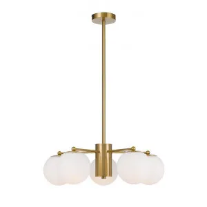 Marsten Iron & Glass Chandelier, 5 Light, Antique Gold / Opal by Telbix, a Chandeliers for sale on Style Sourcebook