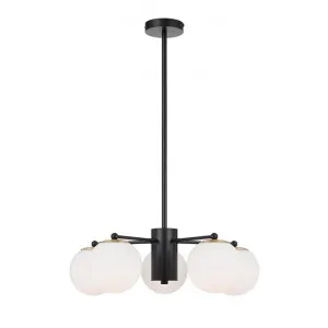Marsten Iron & Glass Chandelier, 5 Light, Black / Opal by Telbix, a Chandeliers for sale on Style Sourcebook