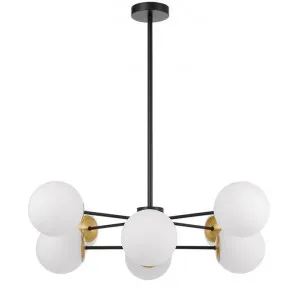 Marsten Iron & Glass Chandelier, 8 Light, Black / Opal by Telbix, a Chandeliers for sale on Style Sourcebook