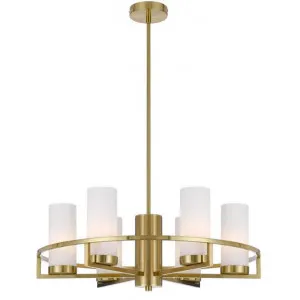 Eamon Iron & Glass Chandelier, Small, Brass / Opal by Telbix, a Chandeliers for sale on Style Sourcebook